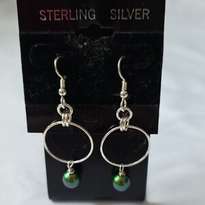 Elegant Sterling Silver Dangle Earrings with Iridescent Pearls